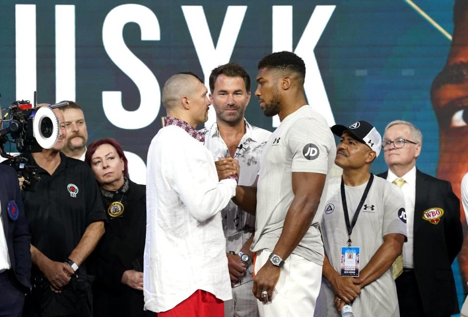 Oleksandr Usyk (left) and Anthony Joshua (right) clash on Saturday (Nick Potts/PA) (PA Wire)