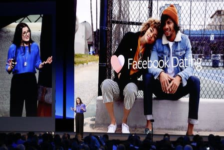 FILE PHOTO: Facebook's Fidji Simo speaks about the Facebook Dating app during Facebook Inc's annual F8 developers conference in San Jose