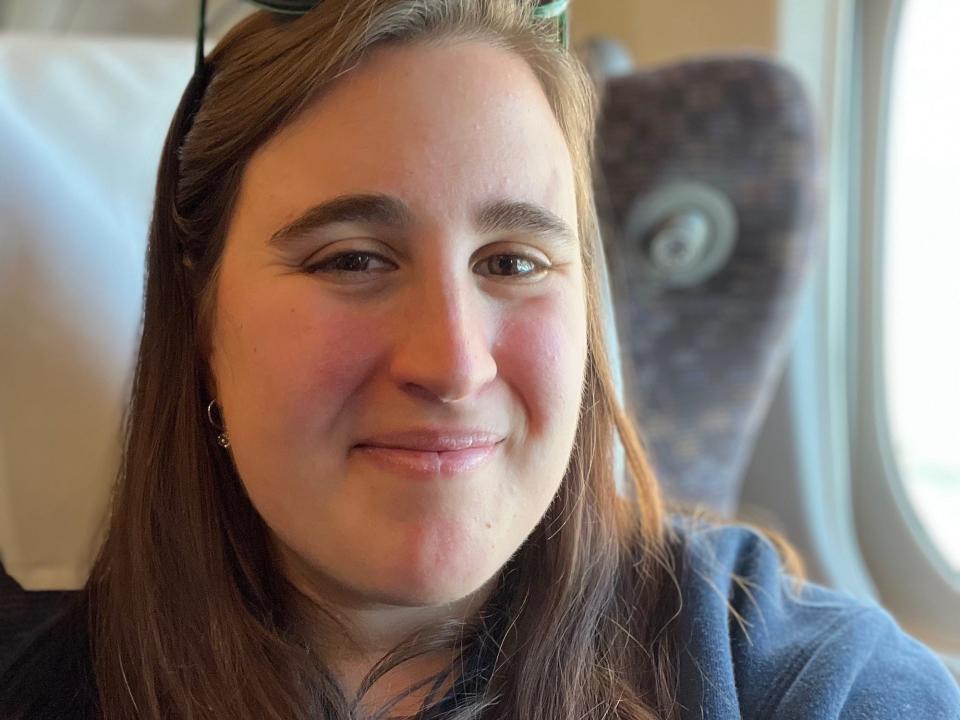 A selfie of the author on the bullet train.