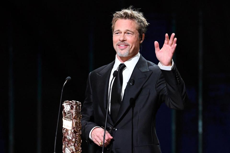 Brad Pitt at the 48th Cesar Film Awards ceremony in Paris last year (AFP via Getty Images)