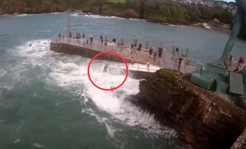 The girl was swept into the sea while playing on the pier in Ilfracombe, Devon. (Ilfracombe Harbour Sea Rescue)
