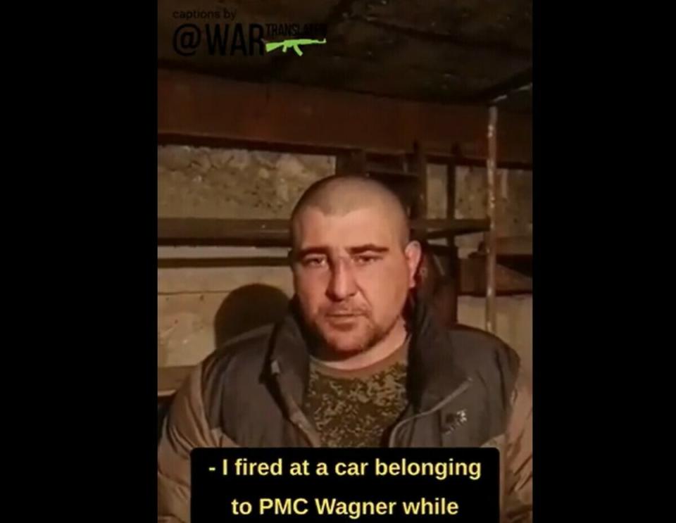 瓦格納集團更俘虜一名俄羅斯指揮官，還拍下他道歉的影片。   圖：翻攝推特
