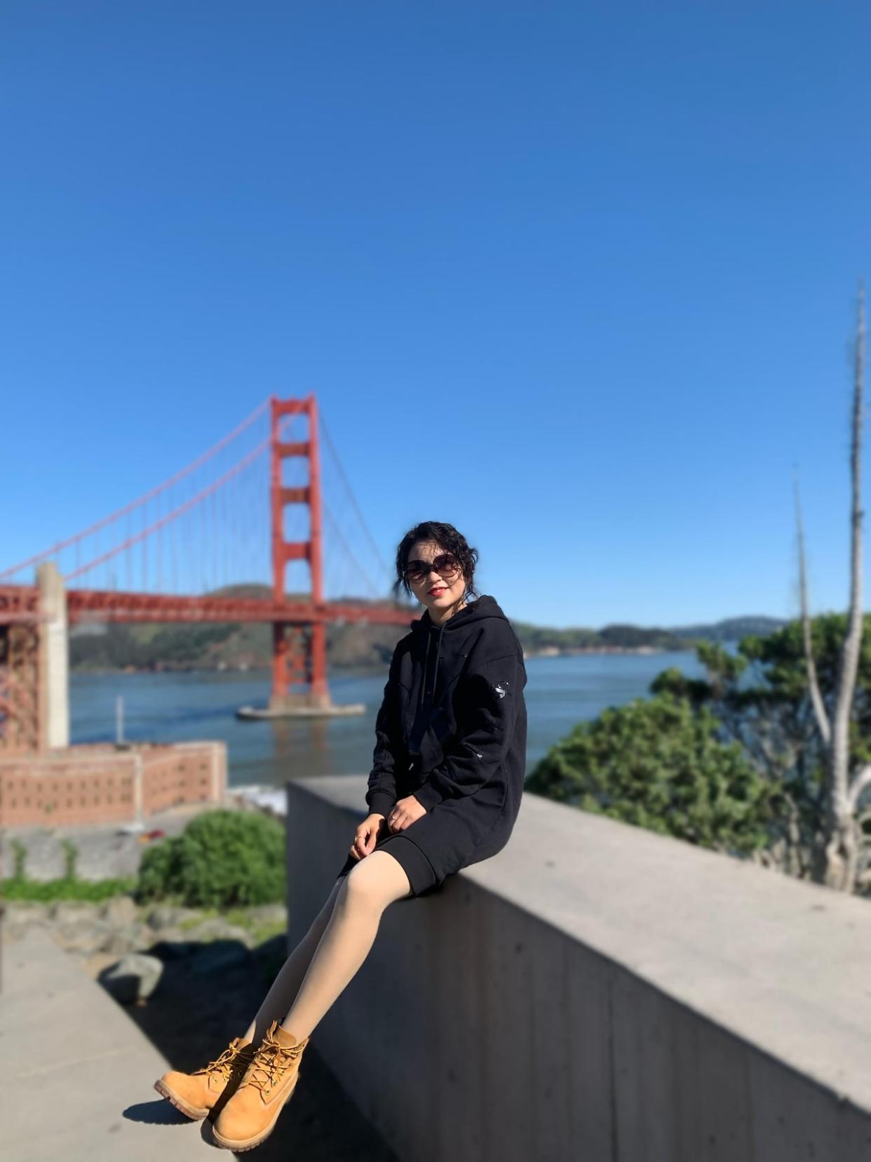 Hellen Ma, pictured here in California, moved to Saskatoon from China in March and has been waiting for her husband to join her since then. (Submitted by Hellen Ma - image credit)