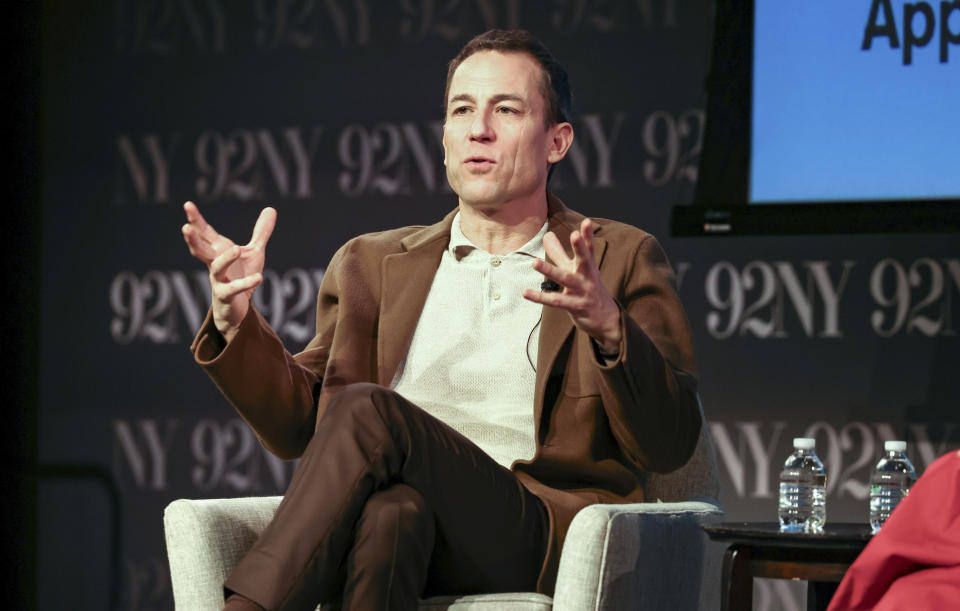 Tobias Menzies from the Apple TV+ series "Manhunt" in conversation at The 92nd Street Y on Monday, March 11, 2024, in New York. (Photo by CJ Rvera/Invision/AP)