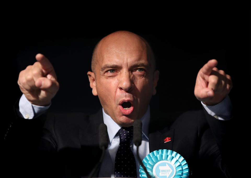 Andrew Stewart, Brexit Party candidate for Doncaster North speaking at an event in Barnsley.