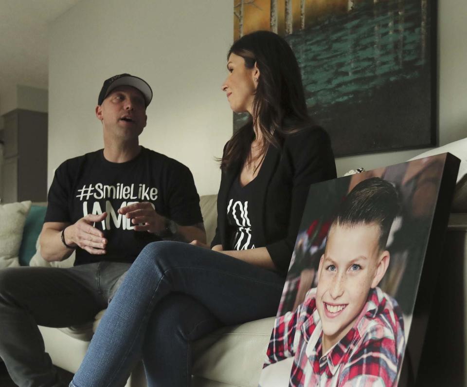 Ryan Ward and Joanna Ward talk about their son James, 10, pictured right. James went to sleep March 11, 2019 and did not wake up the next morning. His unexplained death is called Unexplained Death in Childhood similar to Sudden Infant Death Syndrome (SIDS) in infants.