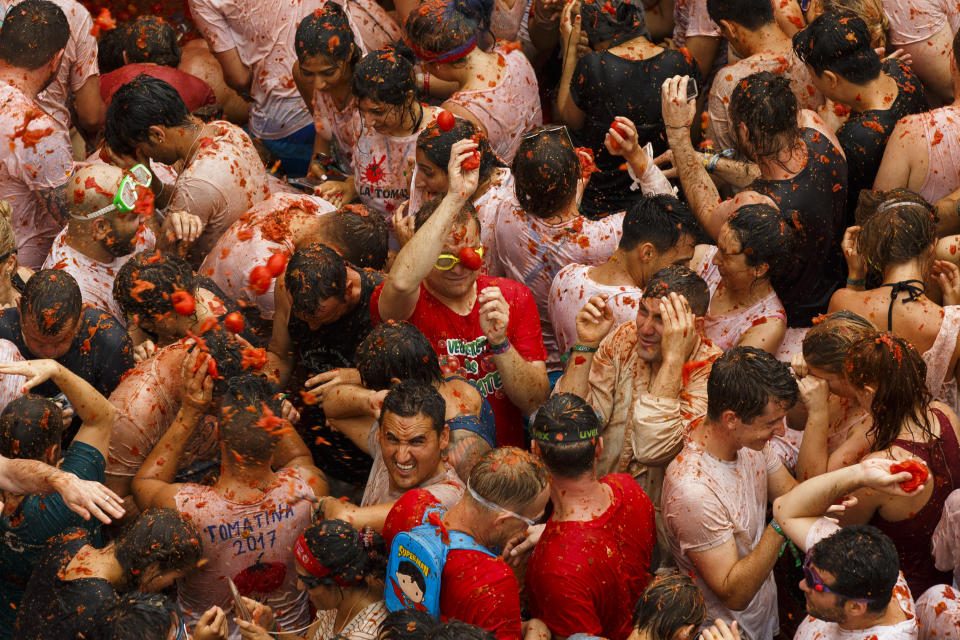 Tomatoes fly at the annual Tomatina Festival