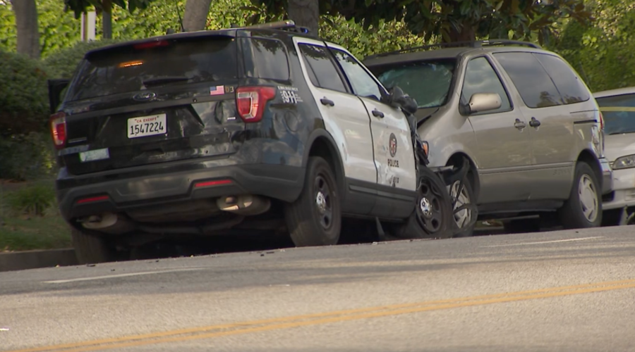 3 hospitalized, including 2 officers, after crash involving L.A. police