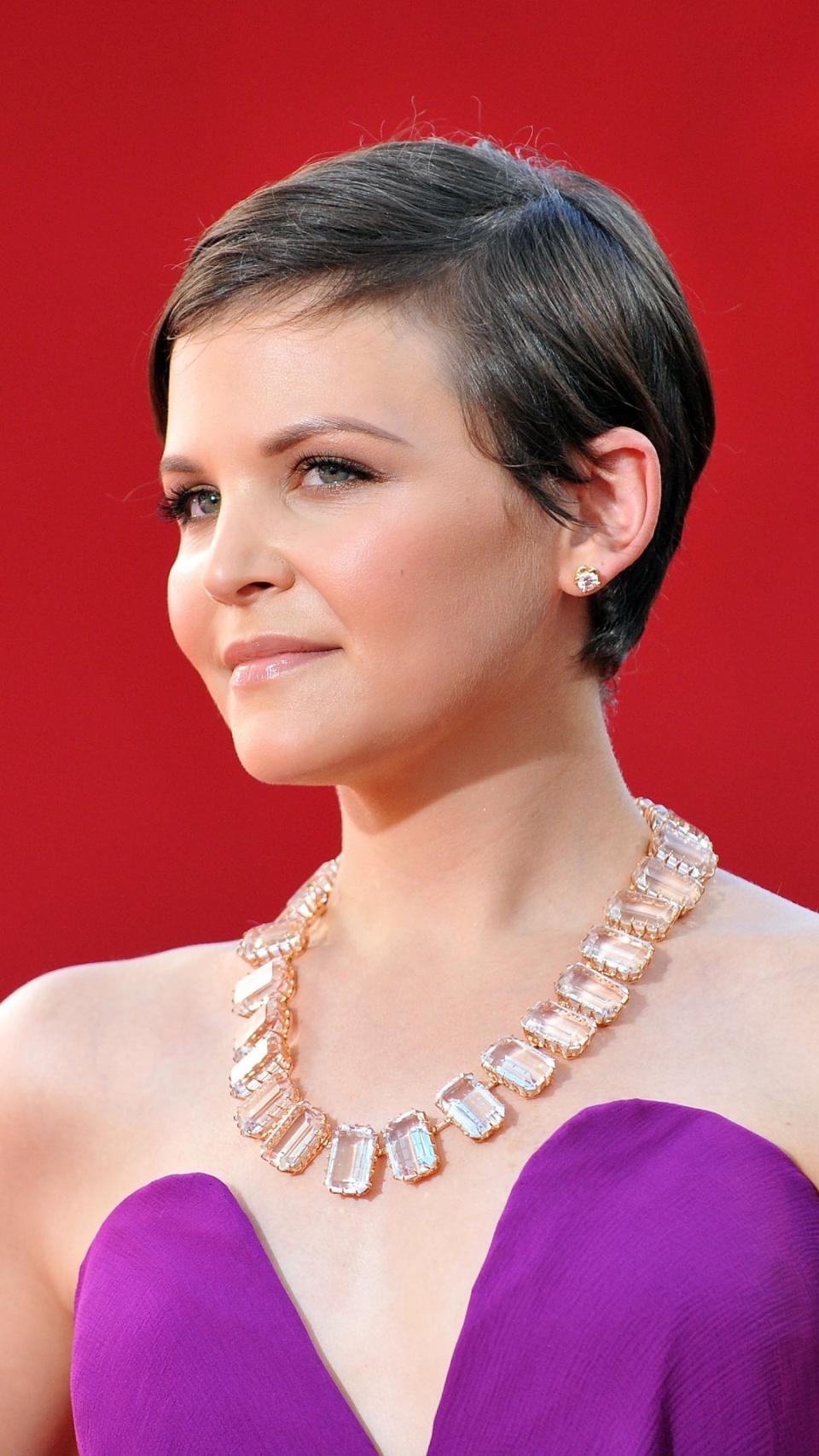 A closeup of Ginnifer Goodwin at the 2009 Emmys