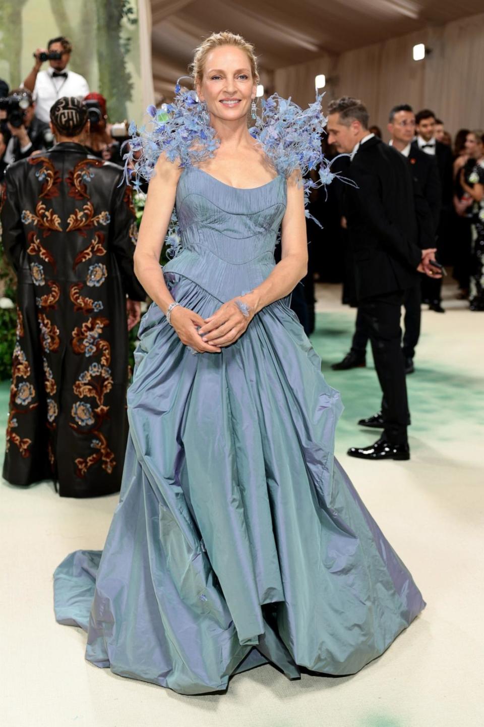 PHOTO: Uma Thurman attends The 2024 Met Gala Celebrating 'Sleeping Beauties: Reawakening Fashion' at The Metropolitan Museum of Art on May 6, 2024 in New York. (Dimitrios Kambouris/Getty Images for The Met Museum/Vogue)