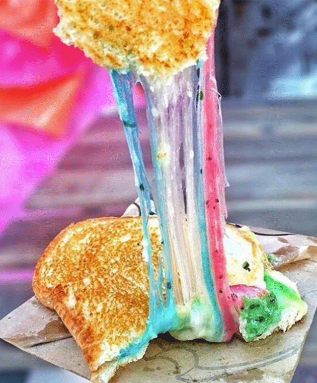 The rainbow cheese toastie taking over the net. Photo: Instagram