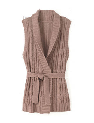 Cable Cotton-Blend Wrap Vest