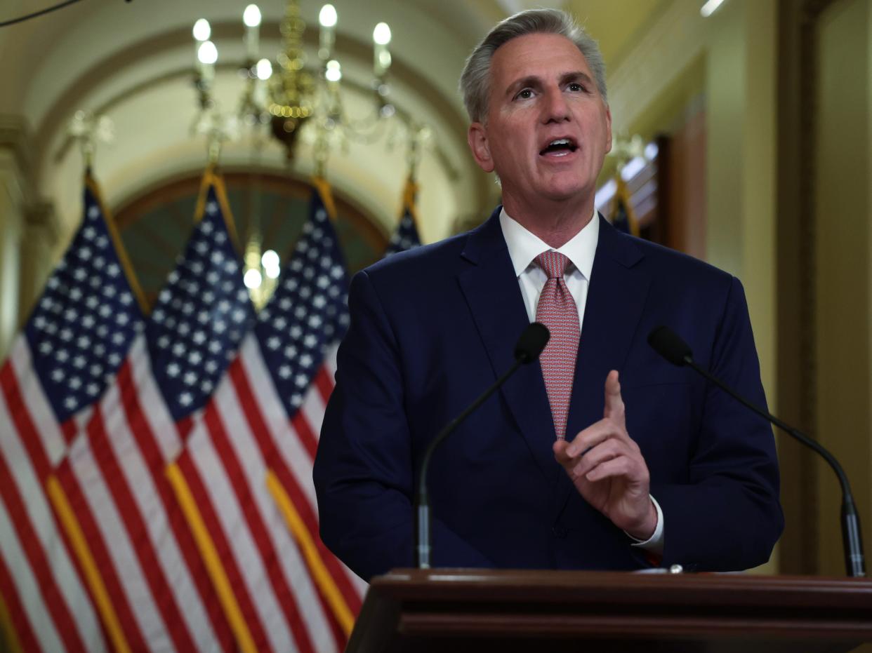 House Speaker Kevin McCarthy (R-CA) Speaks On The Debt Ceiling At The Capitol