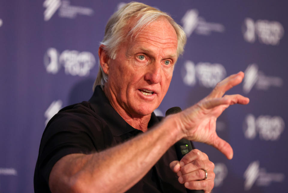 La nueva liga de golf de Greg Norman está buscando grandes nombres.  (Luke Walker / Getty Images)