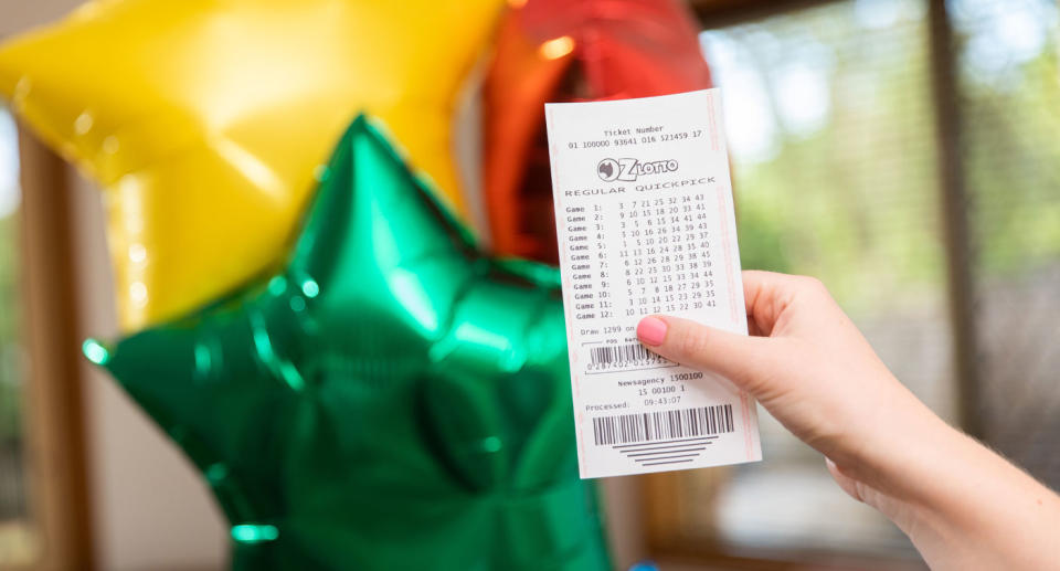 Oz Lotto ticket pictured as a NSW winner claimed the $50 million jackpot in Tuesday's draw.