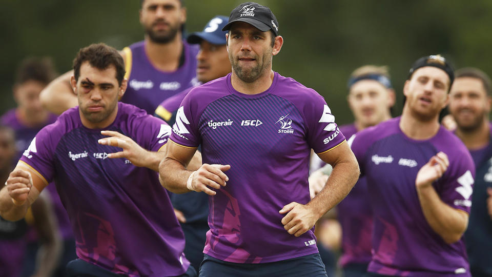 Melbourne Storm captain Cameron Smith is pictured during a training session.