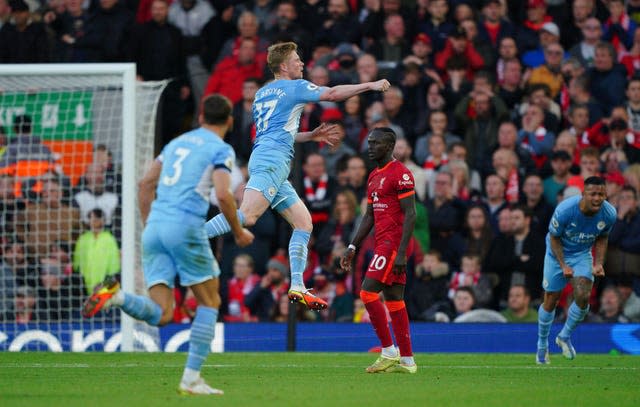 Kevin De Bruyne scored City's second equaliser in a thrilling contest