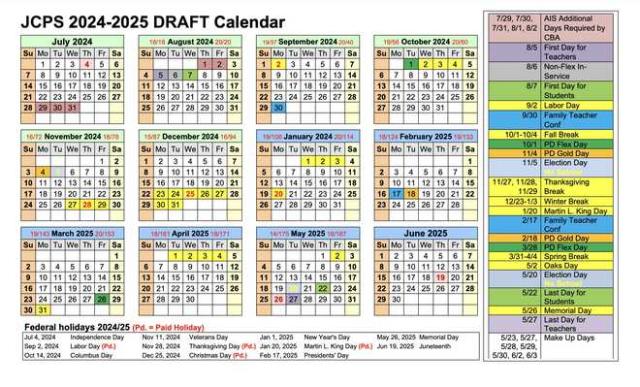 JCPS' school calendar for 2023-24 includes an extended fall break