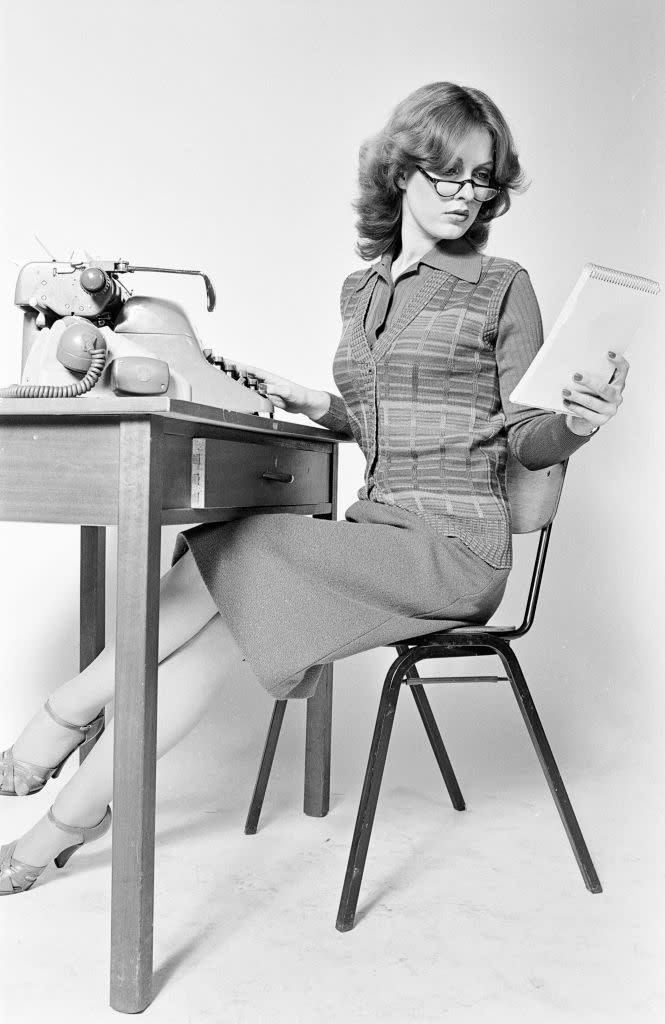 a woman at her desk
