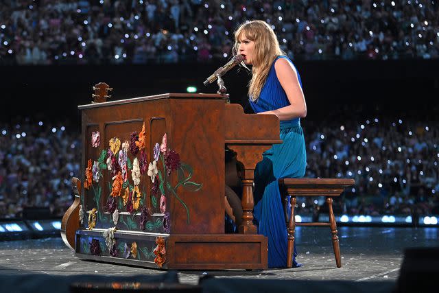 <p>Charles McQuillan/TAS24/Getty </p> Taylor Swift at Aviva Stadium on June 28 in Dublin, Ireland.