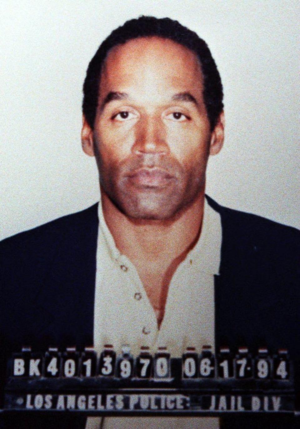 OJ Simpson’s original mugshot as he was booked for murder on 17 June 1994 (Los Angeles Police Department/AFP)