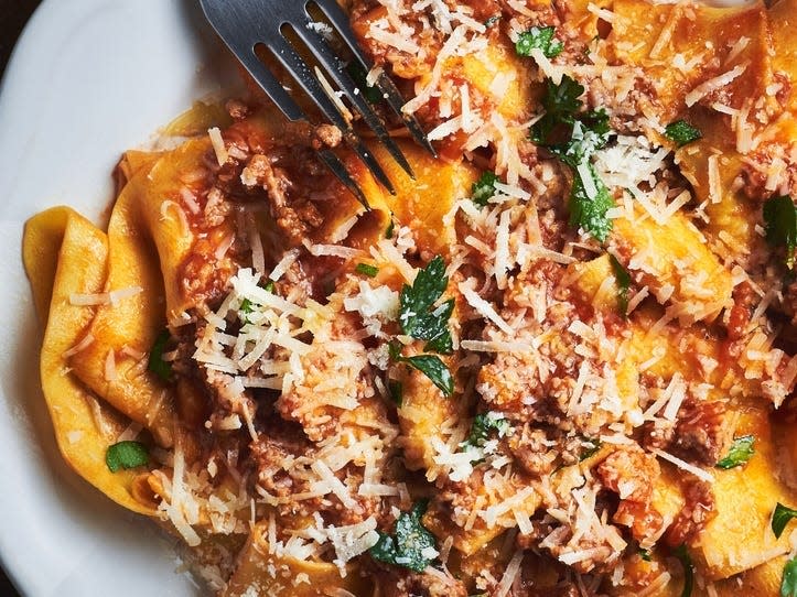 bolognese with a fork