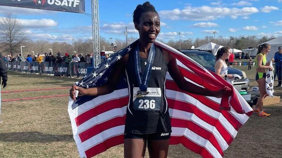 Sgt. Ednah Kurgat, a track and field soldier-athlete, is named to the USA Track and Field world cross country squad after winning the USATF Cross Country National Championships in January. (Staff Sgt. Michael Hunnisett/Army)