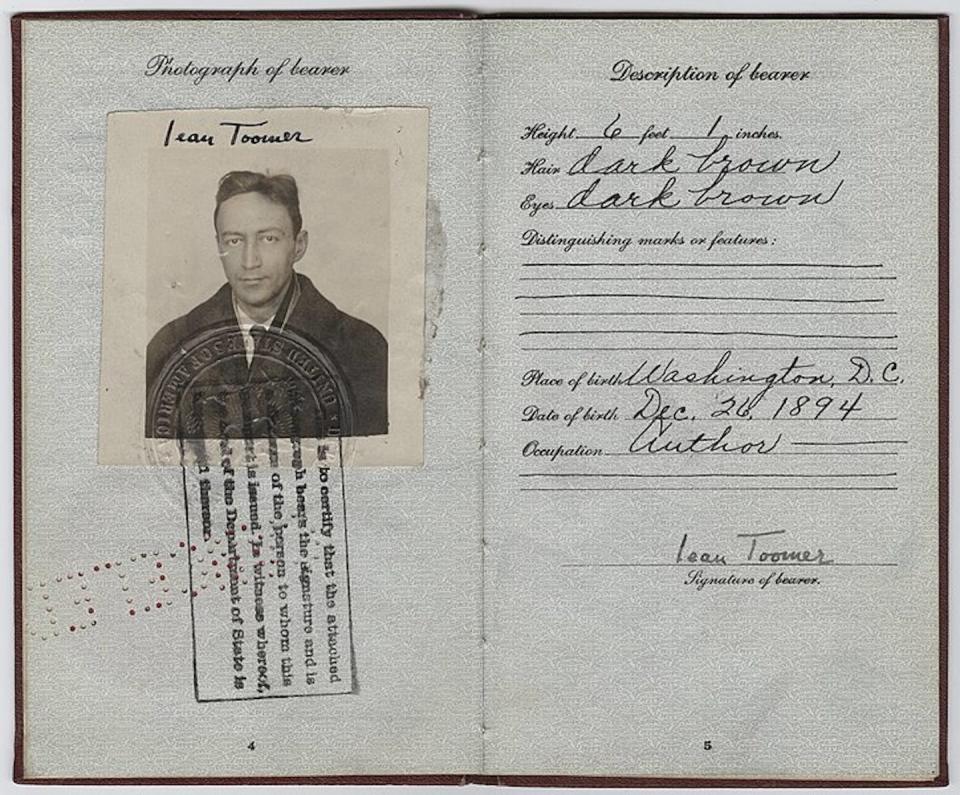 Jean Toomer’s passport (1926). Wikimedia Commons