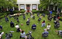 U.S. President Donald Trump holds press briefing on coronavirus response at the White House in Washington