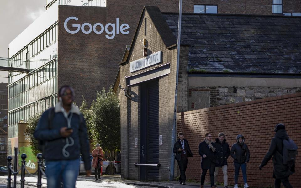 Pedestrians pass the European headquarters building of Google Inc. in Dublin, Ireland, on Monday, Jan. 6, 2020 - Hollie Adams/Bloomberg