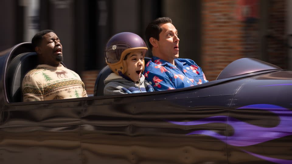 Lil Rel Howery, Benjamin Bottani and Zachary Levi in "Harold and the Purple Crayon." - Hopper Stone/Columbia Pictures