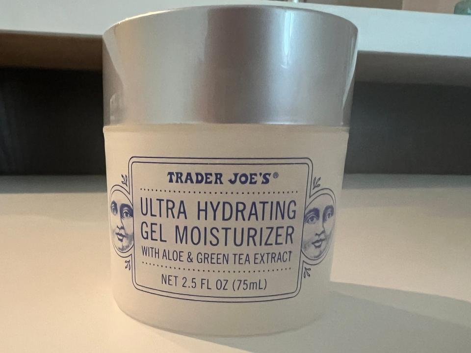 jar of trader joe's ultra-hydrating gel moisturizer 