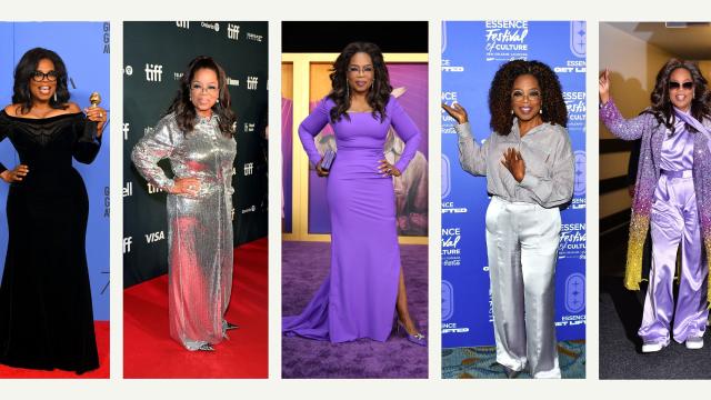 Oprah Winfrey Pops in Purple Lapel Blazer Dress at GLAAD Media Awards