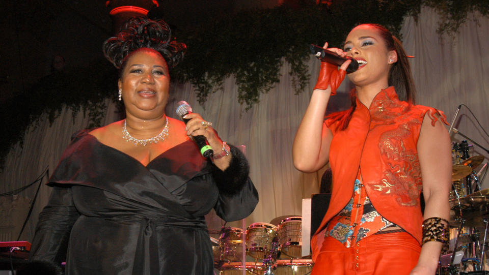 Aretha Franklin and Alicia Keys at the 2003 Pre-Grammy Gala