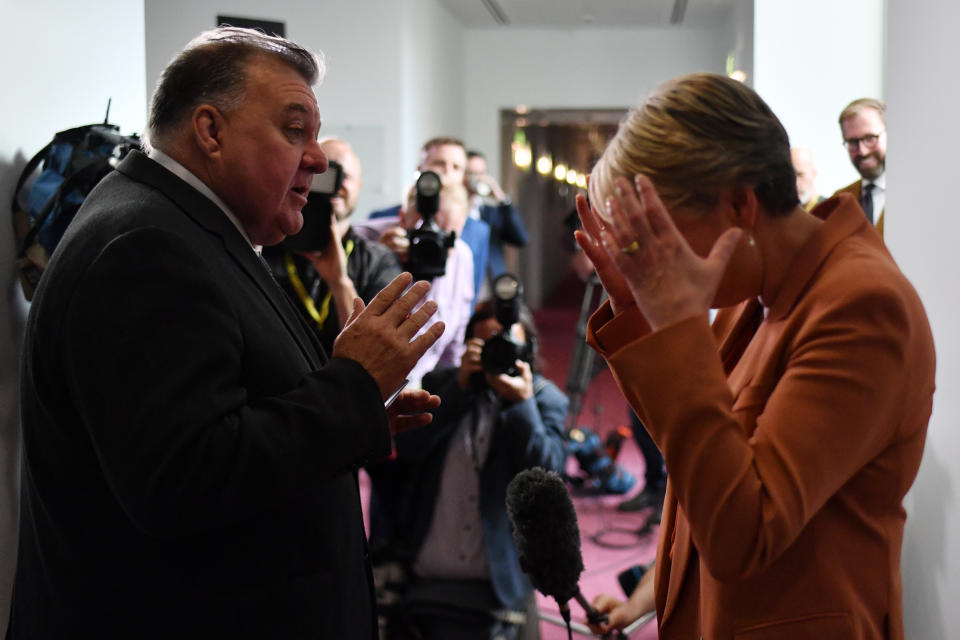 Tanya Plibersek displayed visible frustration while press watch the pair argue over Covid misinformation. Source: Getty