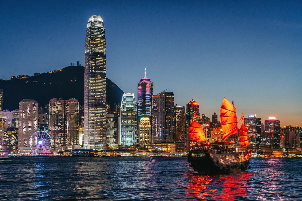 Junkboat of Hong Kong at Night