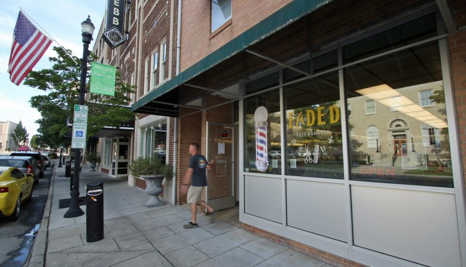 The exterior of Faded Cuts and Shaves on South South Street in Gastonia.