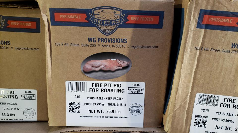 A fire pit pig for roasting is one of the things David and Susan Schwartz found at the Salt Lake City Costco. | Schwartz family photo