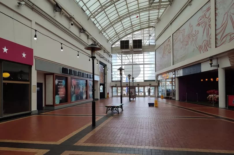 Interior view of walkway in the Red Dragon Centre