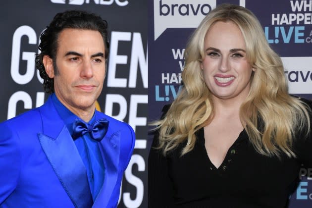 Sacha Baron Cohen and Rebel Wilson - Credit: George Pimentel/WireImage; Charles Sykes/Bravo via Getty Images