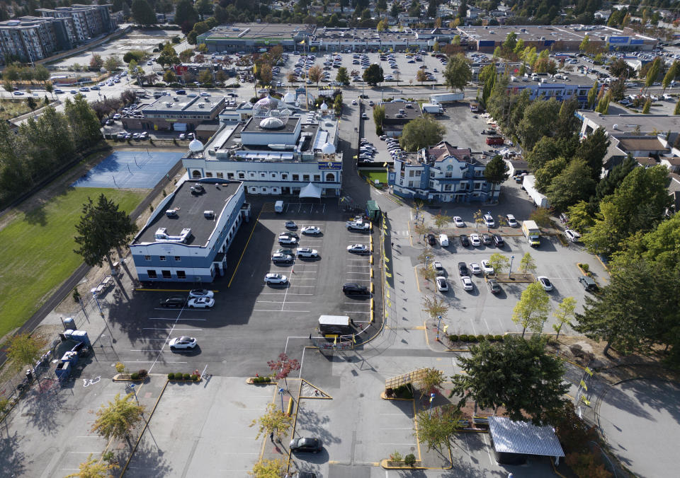 The Guru Nanak Sikh Gurdwara Sahib is seen in Surrey, British Columbia, on Monday, Sept. 18, 2023, where temple president Hardeep Singh Nijjar was gunned down in his vehicle while leaving the temple parking lot in June. Canada expelled a top Indian diplomat Monday as it investigates what Prime Minister Justin Trudeau called credible allegations that India’s government may have had links to the assassination in Canada of a Sikh activist.(Darryl Dyck/The Canadian Press via AP)