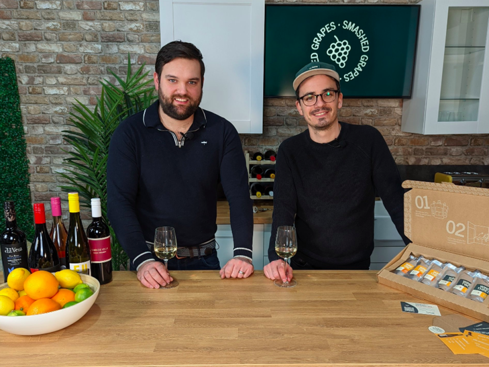 Sam Tendall, left, co-founder of Smashed Grapes, says consumers want ‘lip-smackingly thirst-quenching drinks’ (Smashed Grapes)