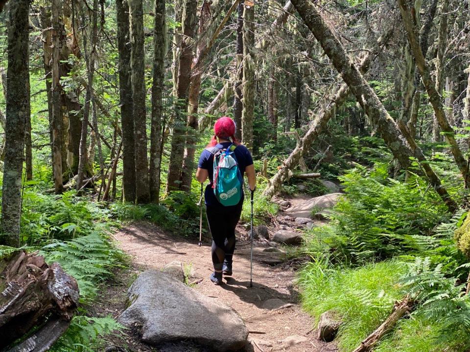 Woman hiking in the Adirondacks