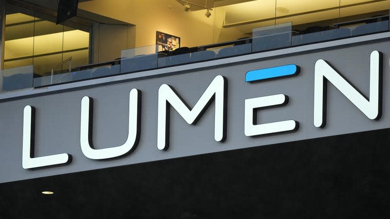 File photo of a Lumen ad board at an MLS game between Nashville SC and the Seattle Sounders on February 27, 2022, at Lumen Field in Seattle, WA. - Photo: Jeff Halstead/Icon Sportswire (AP)