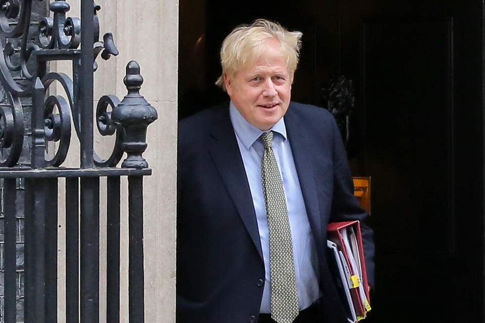 British Prime Minister, Boris Johnson leaves no 10 Downing Street for Houses of Parliament in London. (Photo by Dinendra Haria / SOPA Images/Sipa USA)