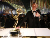 <p>A favorite of many, Alexander Skarsgård, who won Outstanding Supporting Actor in a Miniseries or a Movie for <em>Big Little Lies</em>, gave a thumbs-up from the Governors Ball. (Photo: Danny Moloshok/Invision for the Television Academy/AP Images) </p>