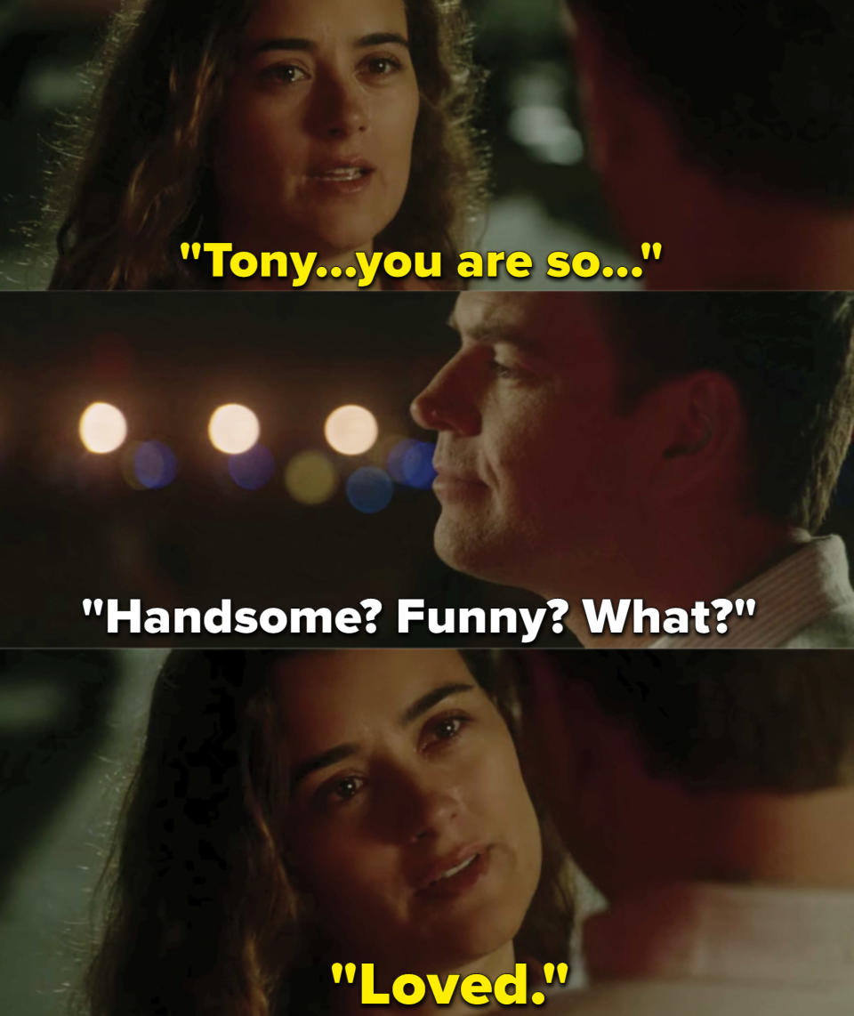 A close up of Ziva David and Tony DiNozzo as they have a close conversation