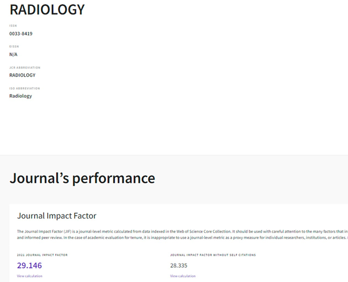 《Radiology》期刊影響因子。