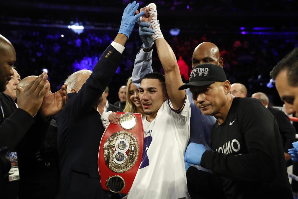 Lopez was crowned the new IBF champion on the same card. (AP)