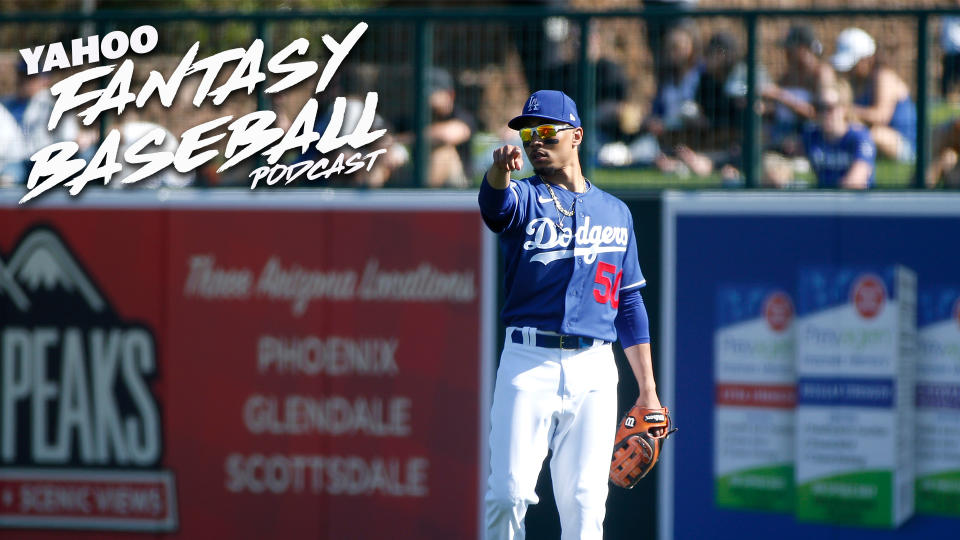 Mookie Betts #50 of the Los Angeles Dodgers during a Cactus League spring training game against the Chicago White Sox at Camelback Ranch.